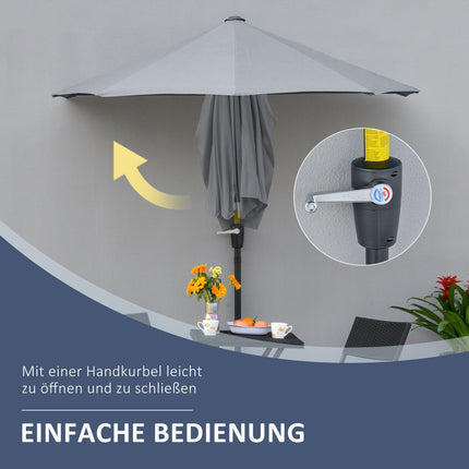 Half-round Balcony parasol 2x2m, Waterproof Dark grey