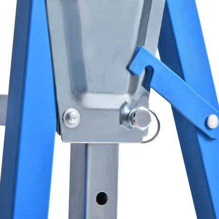 Folding steel trestle, 200 kg, adjustable height, blue