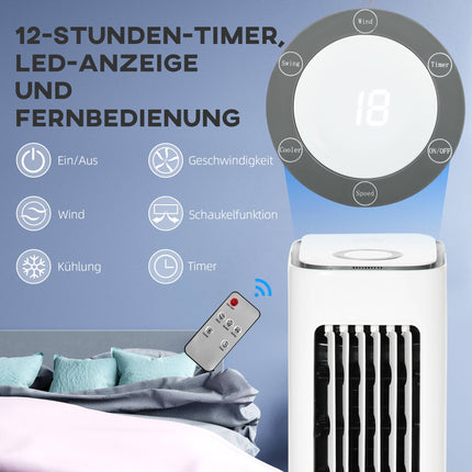 2-in-1 Air Cooler with 5L Tank, 12h Timer, for 20㎡