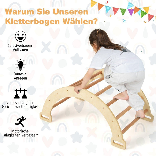 2-in-1 Arch Rocker with Cushion Double-Sided Climbing Arch Natural