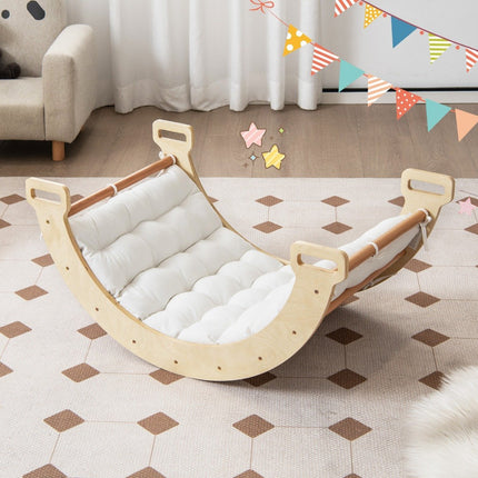 2-in-1 Arch Rocker with Cushion Double-Sided Climbing Arch Natural
