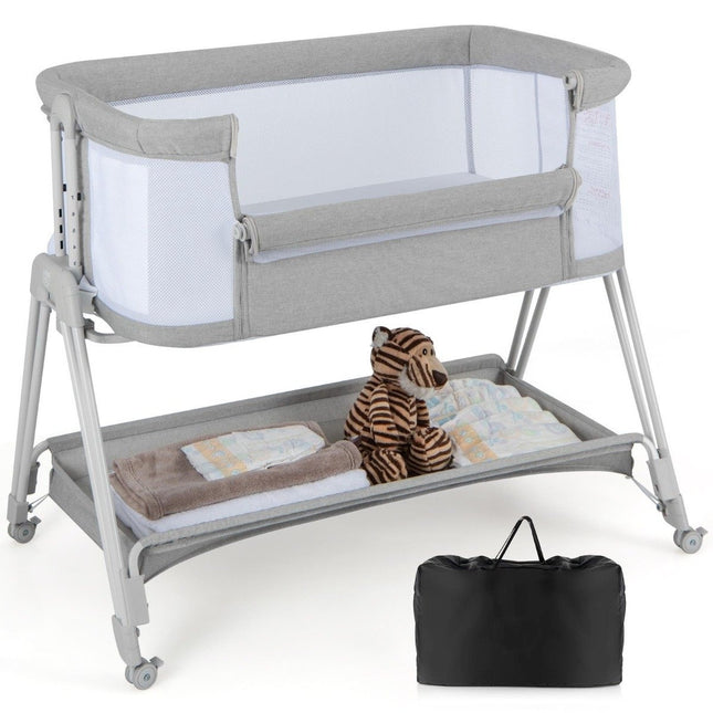 2-in-1 Baby Crib & Bassinet with Adjustable Heights