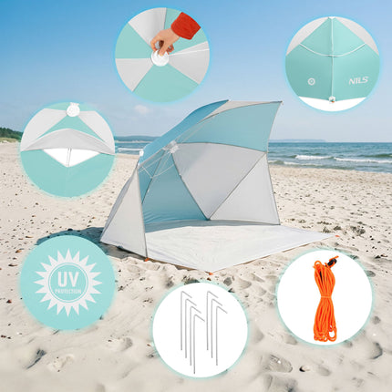 2-in-1 Beach Umbrella – Windbreak, UV, 180 cm Floor