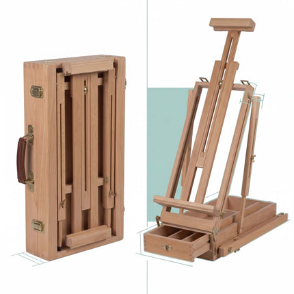 2-in-1 Beechwood Easel with Drawer and Palette