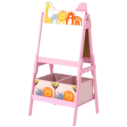 Children's 2-in-1 pink easel - Chalkboard & Whiteboard