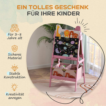 Children's 2-in-1 pink easel - Chalkboard & Whiteboard