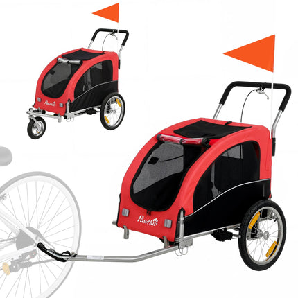2-in-1 Dog Bike Trailer Stroller, Foldable, Up To 20 kg