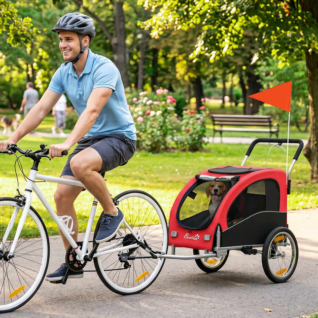 2-in-1 Dog Bike Trailer Stroller, Foldable, Up To 20 kg