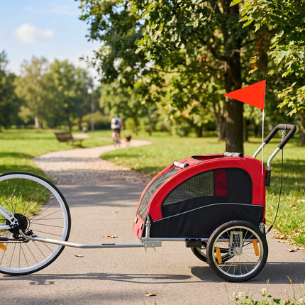 2-in-1 Dog Bike Trailer Stroller, Foldable, Up To 20 kg