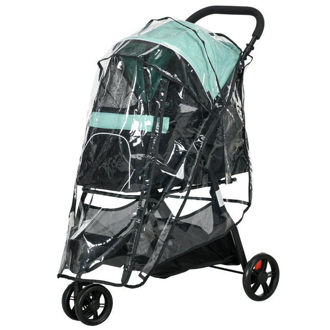Collapsible pet stroller with rain cover for small dogs and cats