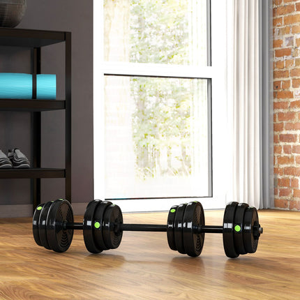 2-in-1 Dumbbell Set, Adjustable 25 kg, Non-Slip, Black/Green