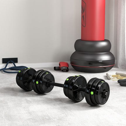2-in-1 Dumbbell Set, Adjustable 25 kg, Non-Slip, Black/Green