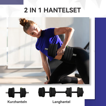 2-in-1 Dumbbell Set, Barbell & Dumbbell, 20 kg, Non-Slip