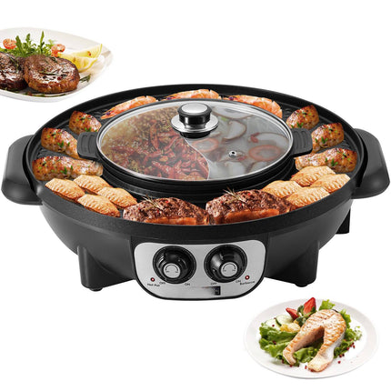 2-in-1 elektrische hotpotgrill, 2200W, dubbele temperatuurregeling