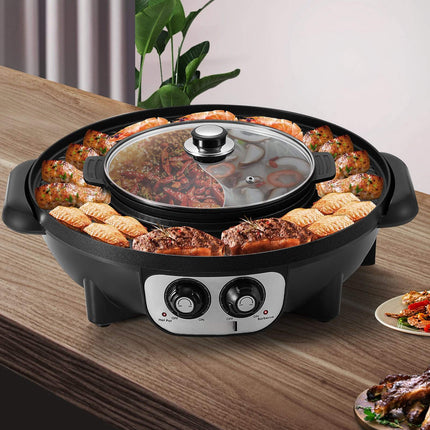 2-in-1 elektrische hotpotgrill, 2200W, dubbele temperatuurregeling