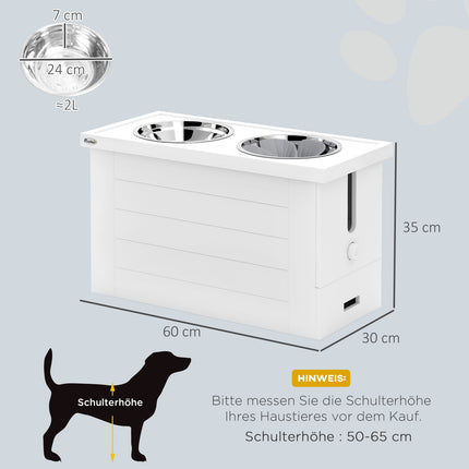 Adjustable elevated feeding station with 2 stainless steel bowls