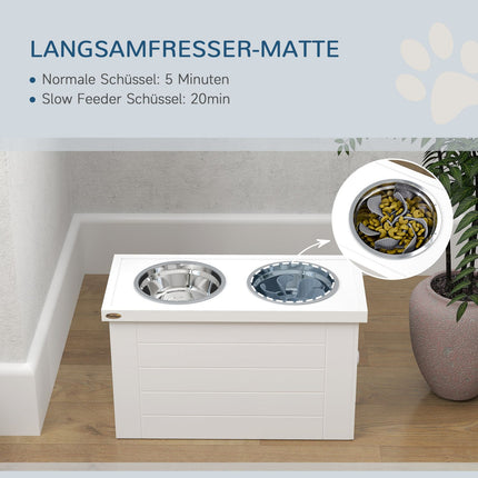 Adjustable elevated feeding station with 2 stainless steel bowls