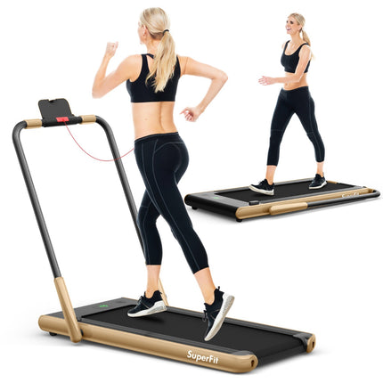 2-in-1 Foldable Treadmill with LED Display & Remote