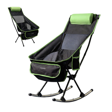 2-in-1 Folding Camping Rocking Chair with Pocket & Cushion