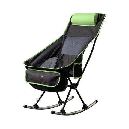 2-in-1 Folding Camping Rocking Chair with Pocket & Cushion