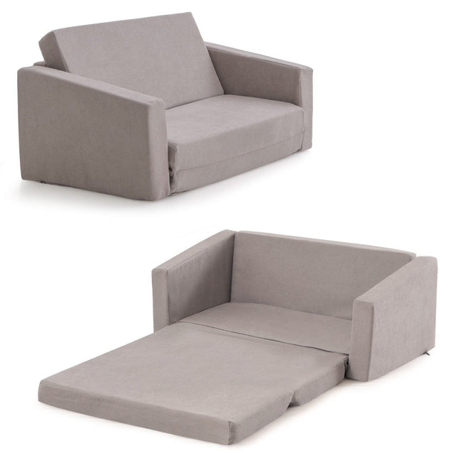 2 in 1 Folding Children's Sofa with Velvet Fabric Upholstered Children's Armchair 77 x 43 x 40 cm Dark Grey