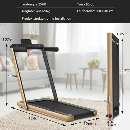 2-in-1 Folding Treadmill, 2.25HP, Dual LED, Remote