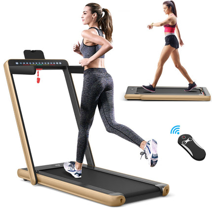 2-in-1 Folding Treadmill, 2.25HP, Dual LED, Remote