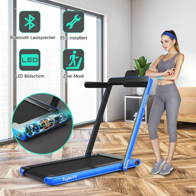 2-in-1 opvouwbare loopband 2,25 pk draagbare elektrische loopband blauw