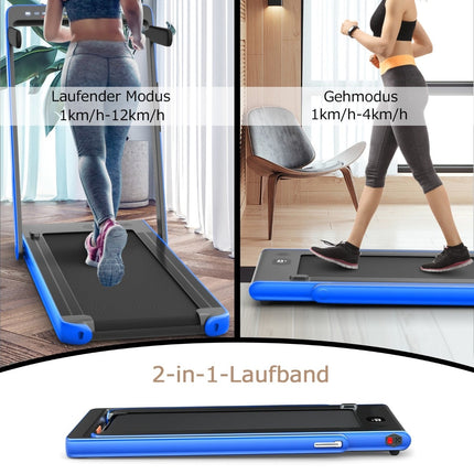 2-in-1 Folding Treadmill with Dual LED Display, Blue