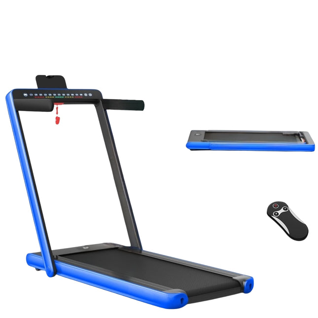 2-in-1 Folding Treadmill with Dual LED Display, Blue