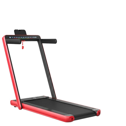 2-in-1 Folding Treadmill with Dual LED Display, Red
