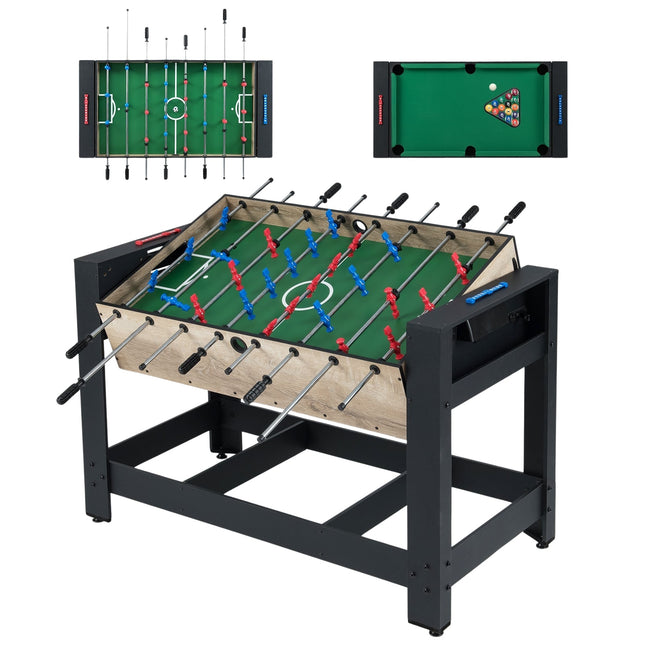 2-in-1 Foosball & Billiard Table – Compact, Stable Design