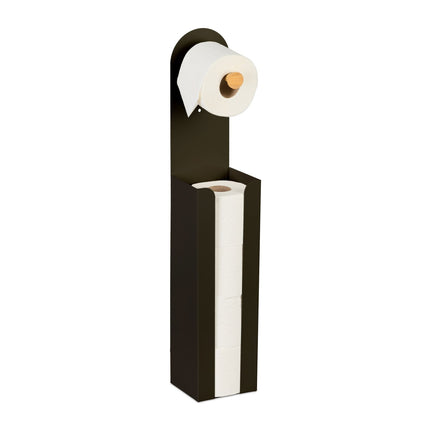 2-in-1 Freestanding Toilet Roll Holder, Bamboo & Metal