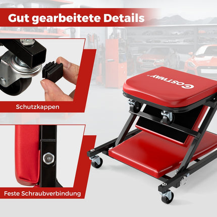 2-in-1 Garage Creeper with Padded Seat, 150kg Capacity