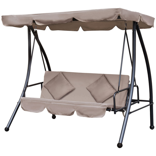 2-in-1 reclining garden swing, 3-seater, adjustable canopy