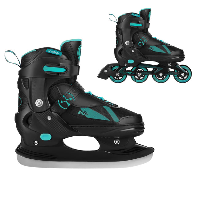 2-in-1 Inline & Ice Skates, Green, Size XS (28-31)
