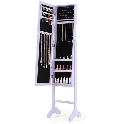 2-in-1 Jewelry Cabinet with Mirror, Violet, 3 Shelves
