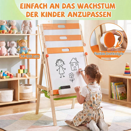 2-in-1 Kids Art Easel with Magnetic Whiteboard & Blackboard