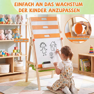 2-in-1 Kids Art Easel with Magnetic Whiteboard & Blackboard