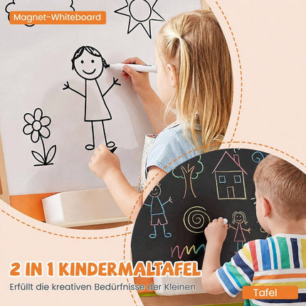 2-in-1 Kids Art Easel with Magnetic Whiteboard & Blackboard