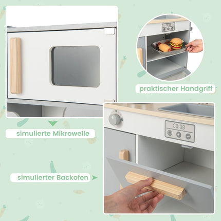 2-in-1 Kids Play Kitchen with Diner, Gray MDF