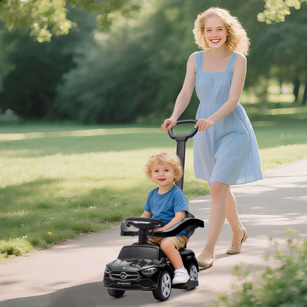 2-in-1 Kids Ride-On Car with Push Handle, Black