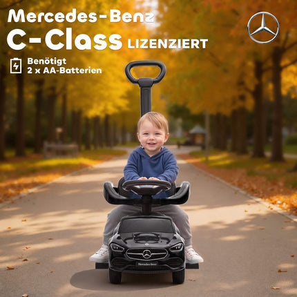 2-in-1 Kids Ride-On Car with Push Handle, Black