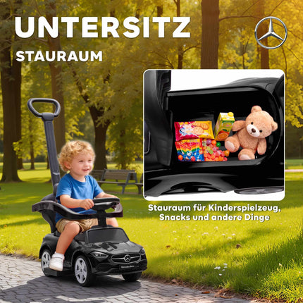 2-in-1 Kids Ride-On Car with Push Handle, Black