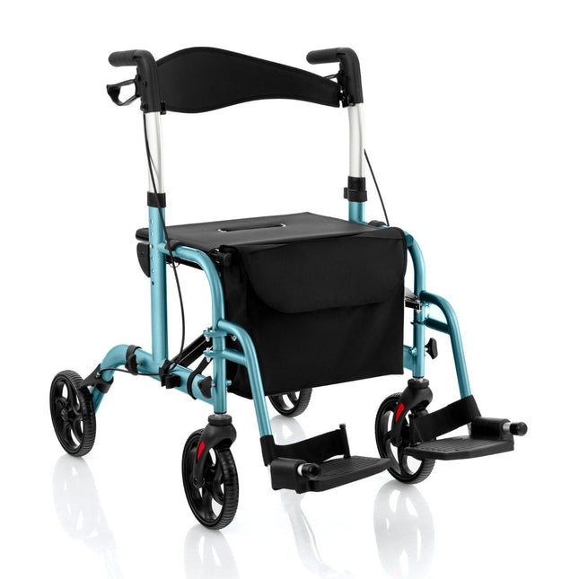 2-in-1 Lightweight Rollator & Wheelchair, Height Adjustable