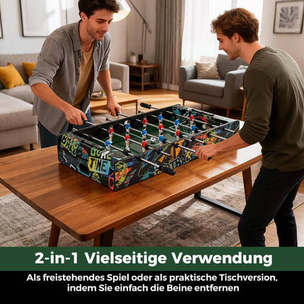 2-in-1 Mini Foosball Table, Detachable Legs, 86cm