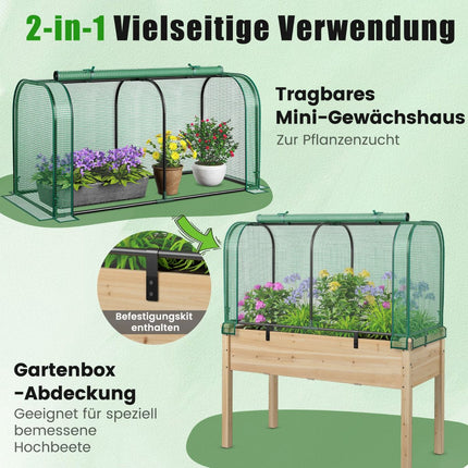 2-in-1 Mini Greenhouse with Roll-Up Zipper Door, PE Cover