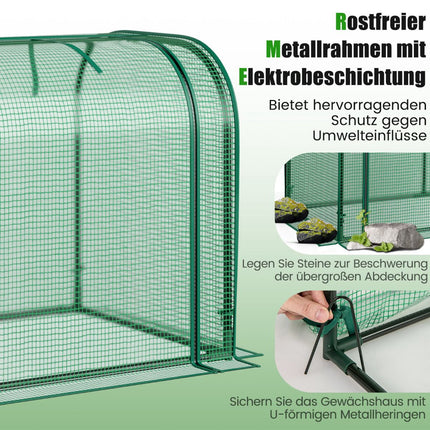2-in-1 Mini Greenhouse with Roll-Up Zipper Door, PE Cover