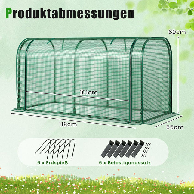 2-in-1 Mini Greenhouse with Roll-Up Zipper Door, PE Cover