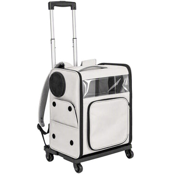 2-in-1 Pet Carrier Backpack with Wheels and Back Support, Foldable, Up to 5 kg